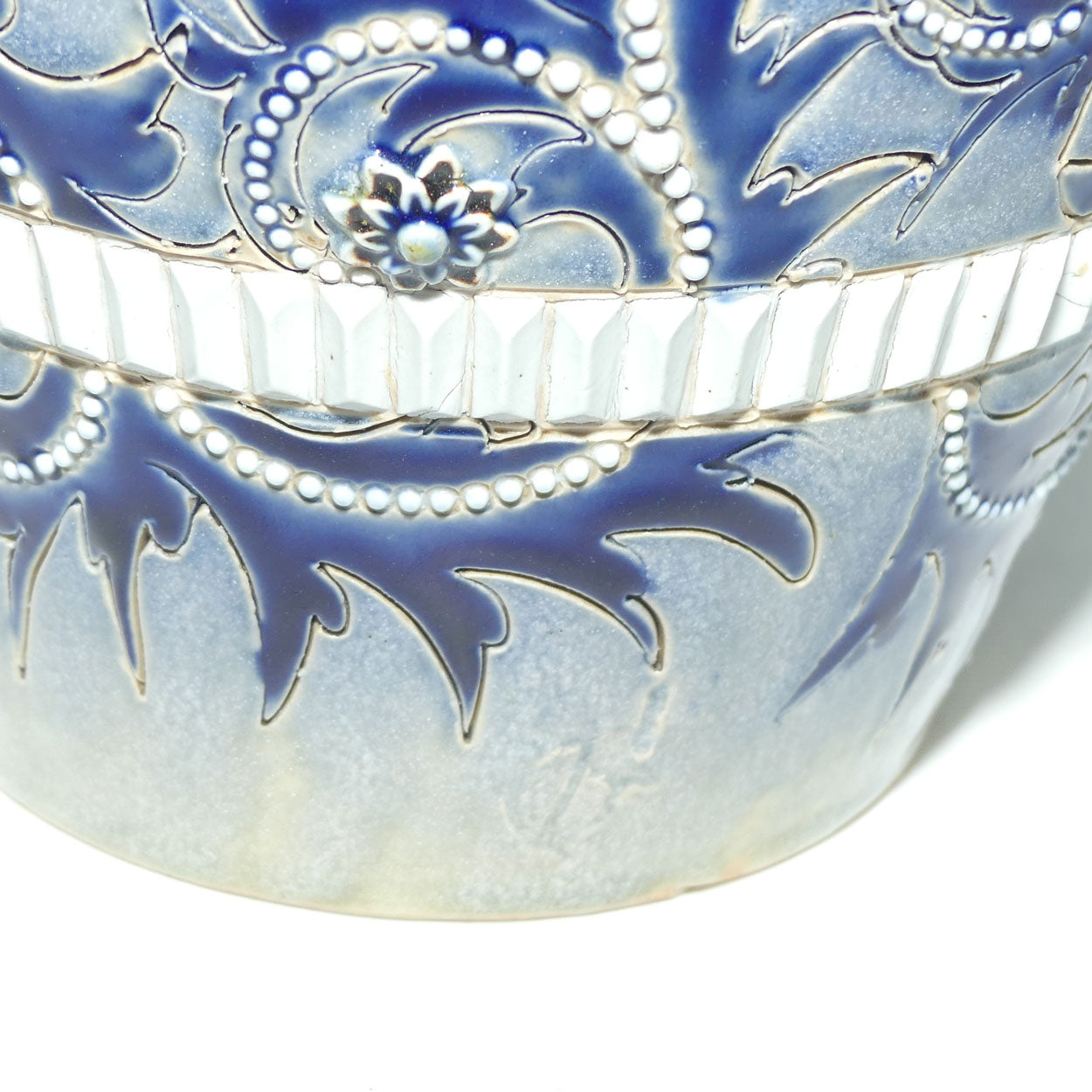 Doulton Lambeth George Tinworth stoneware very large bulbous vase with baguette beads