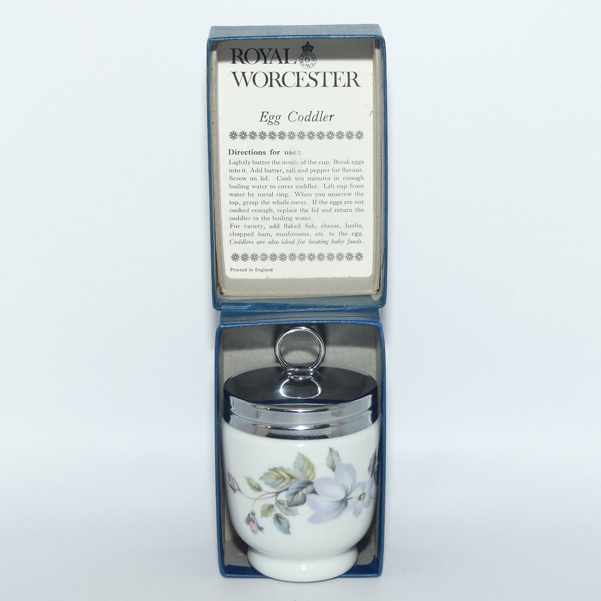 Royal Worcester Floral decorated egg coddler | Large | #1 | Boxed