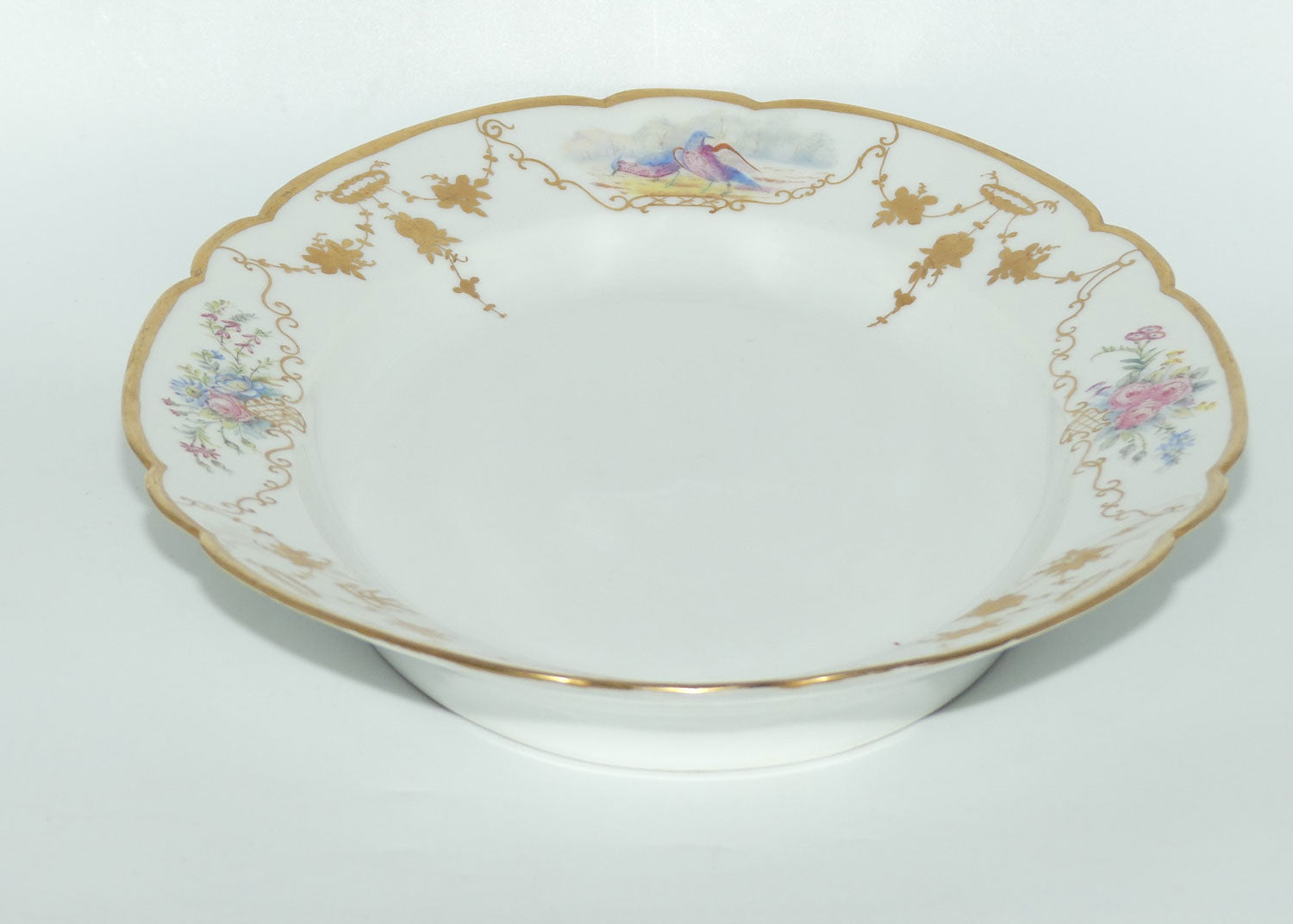 Early Australian China Painted large meat platter decorated with Birds | 39cm | by Ethel L Thomas 1910