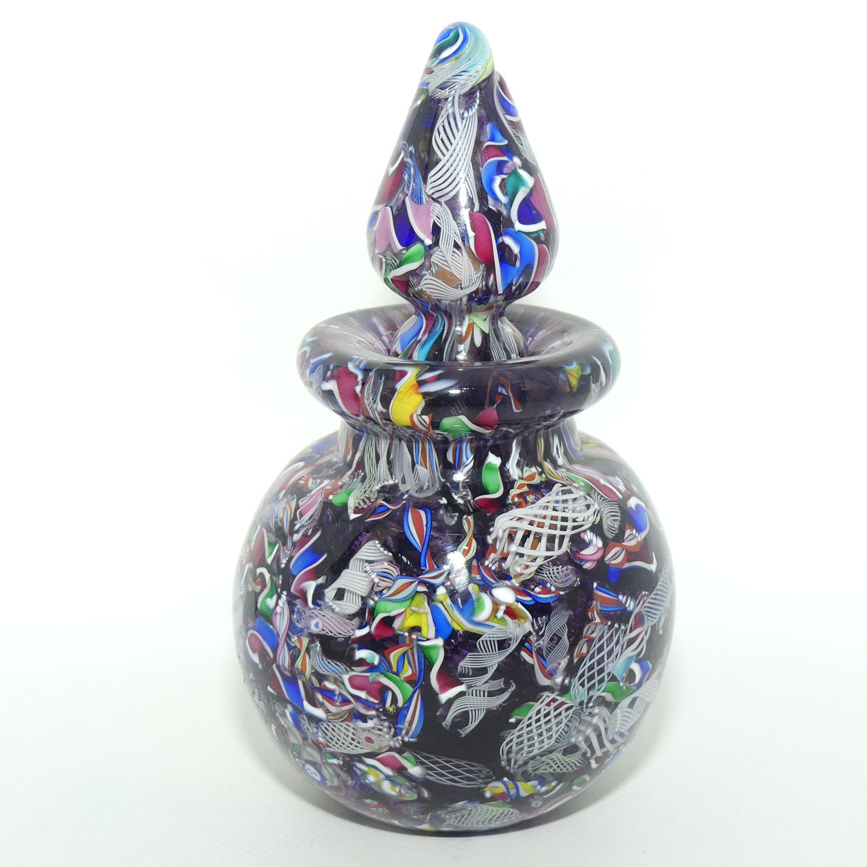 John Deacons Scotland Perfume Bottle Latticino End of Day | Amethyst