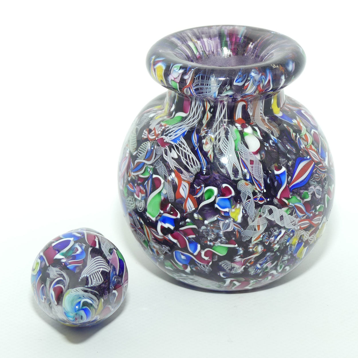 John Deacons Scotland Perfume Bottle Latticino End of Day | Amethyst