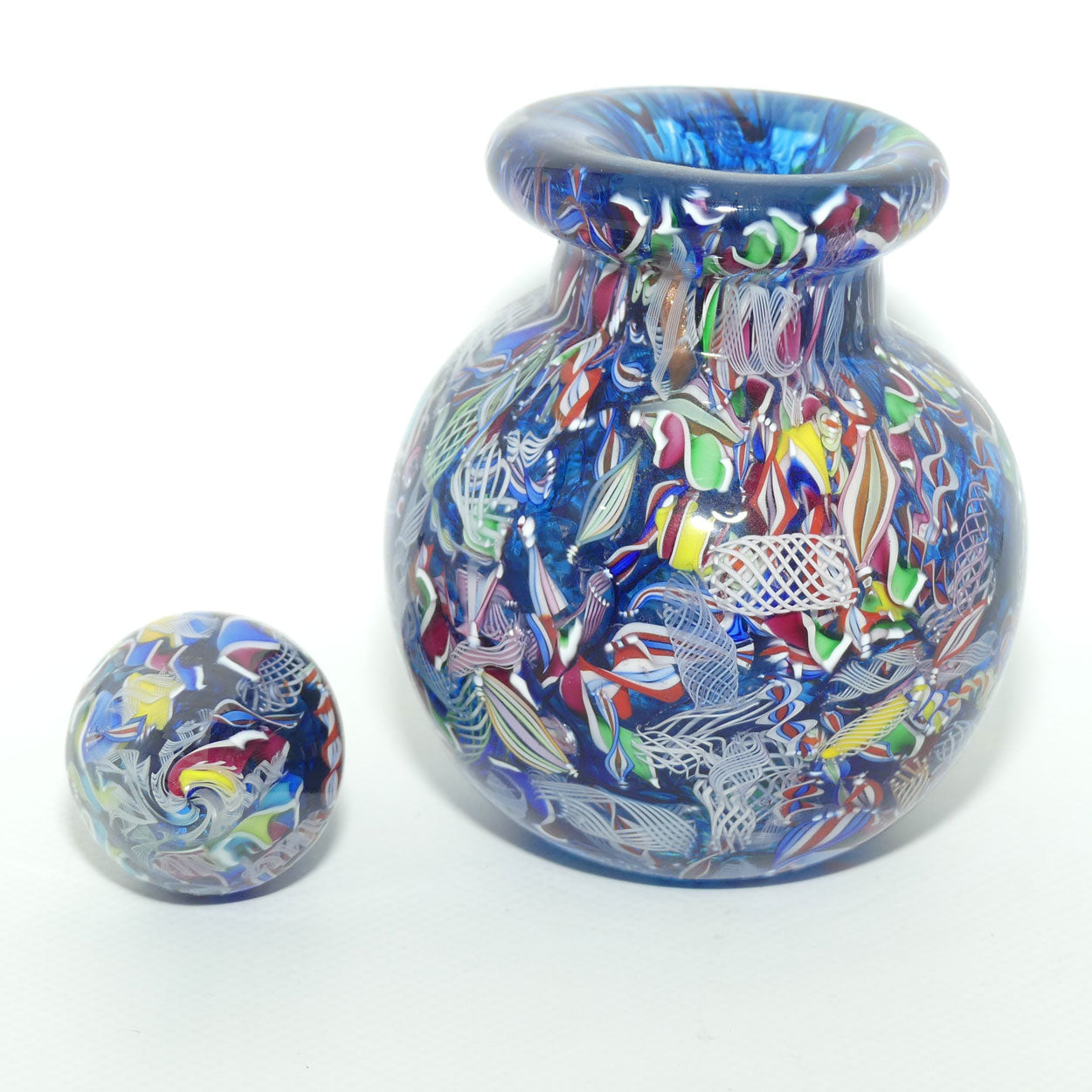 John Deacons Scotland Perfume Bottle Latticino End of Day | Blue