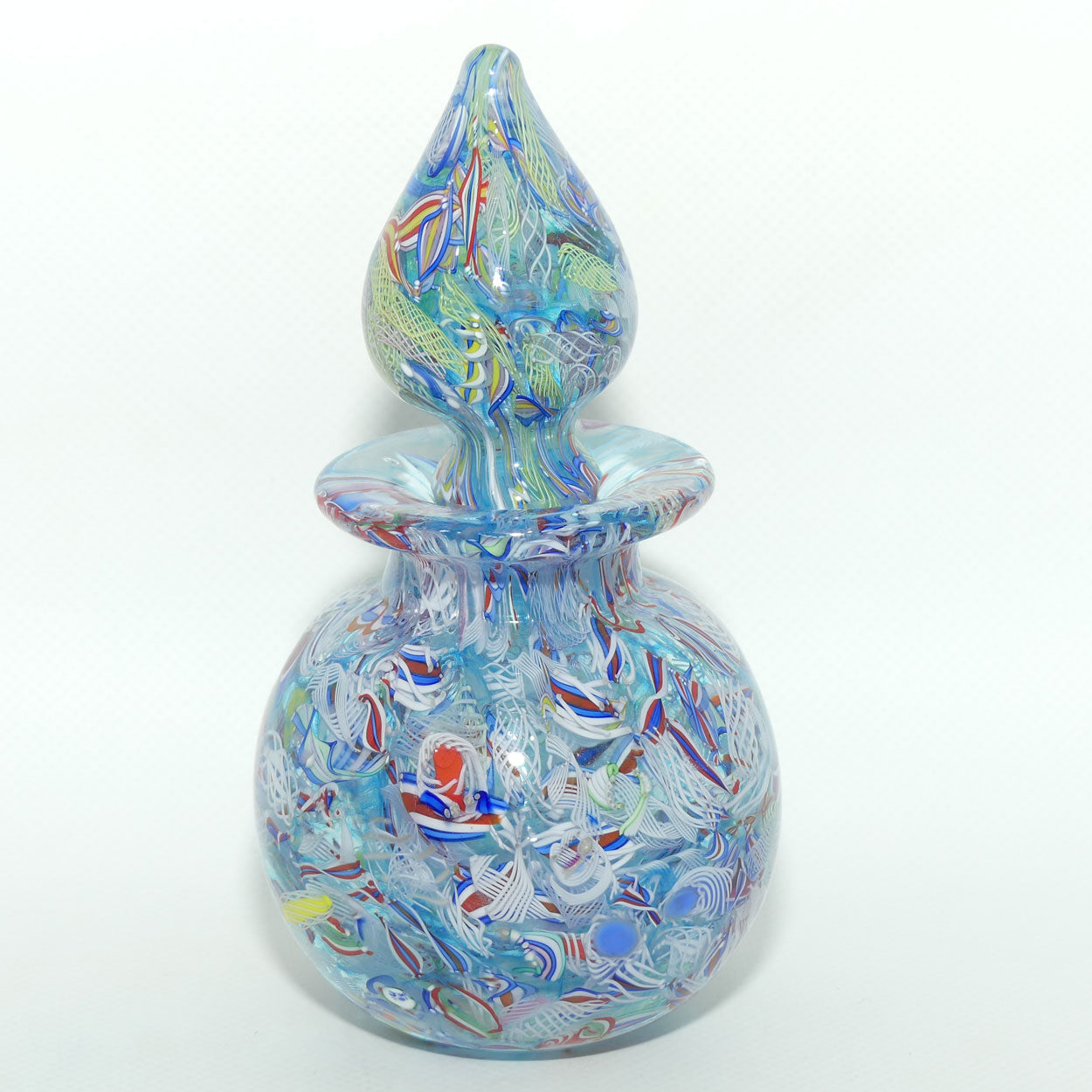 John Deacons Scotland Perfume Bottle Latticino End of Day | Pale Blue