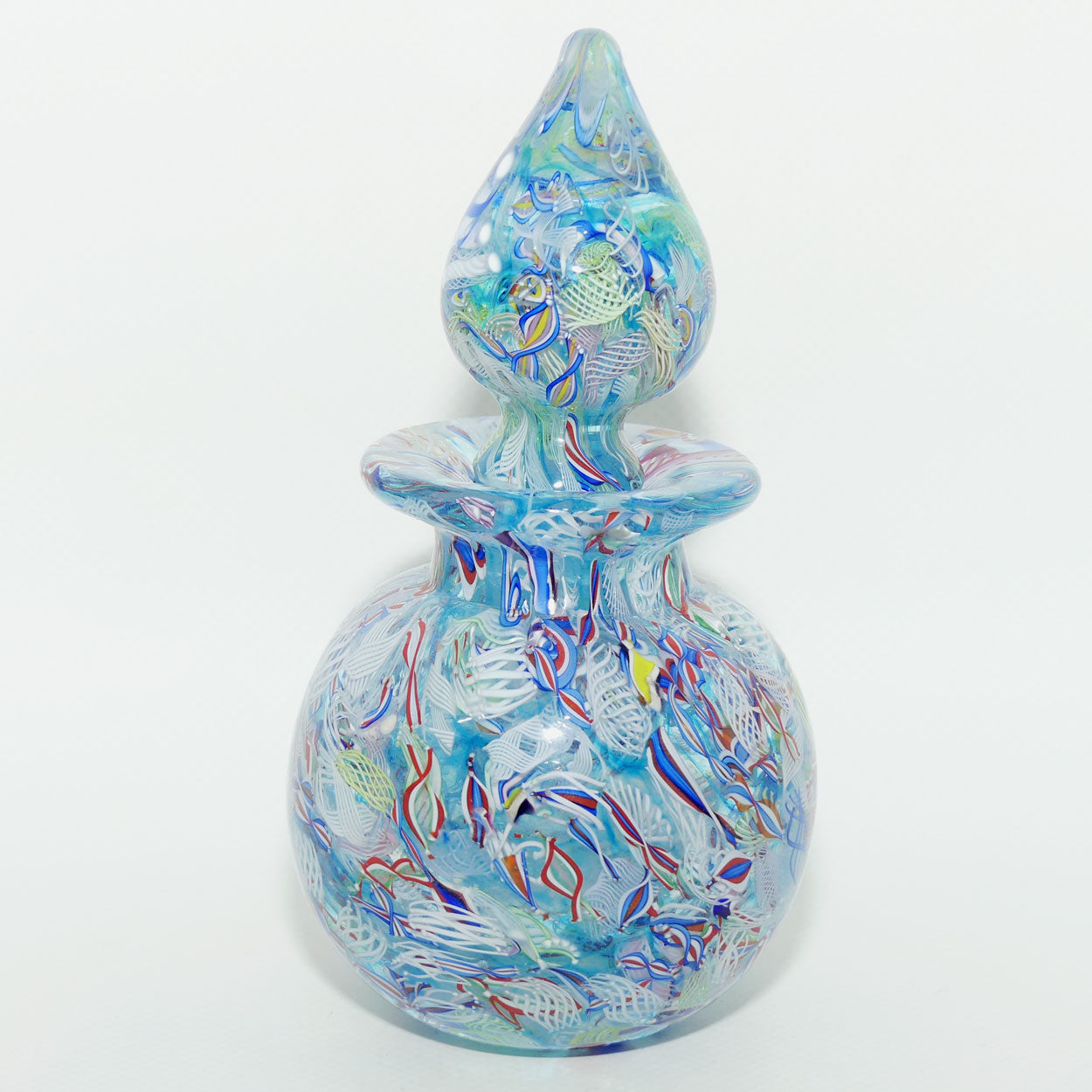 John Deacons Scotland Perfume Bottle Latticino End of Day | Pale Blue