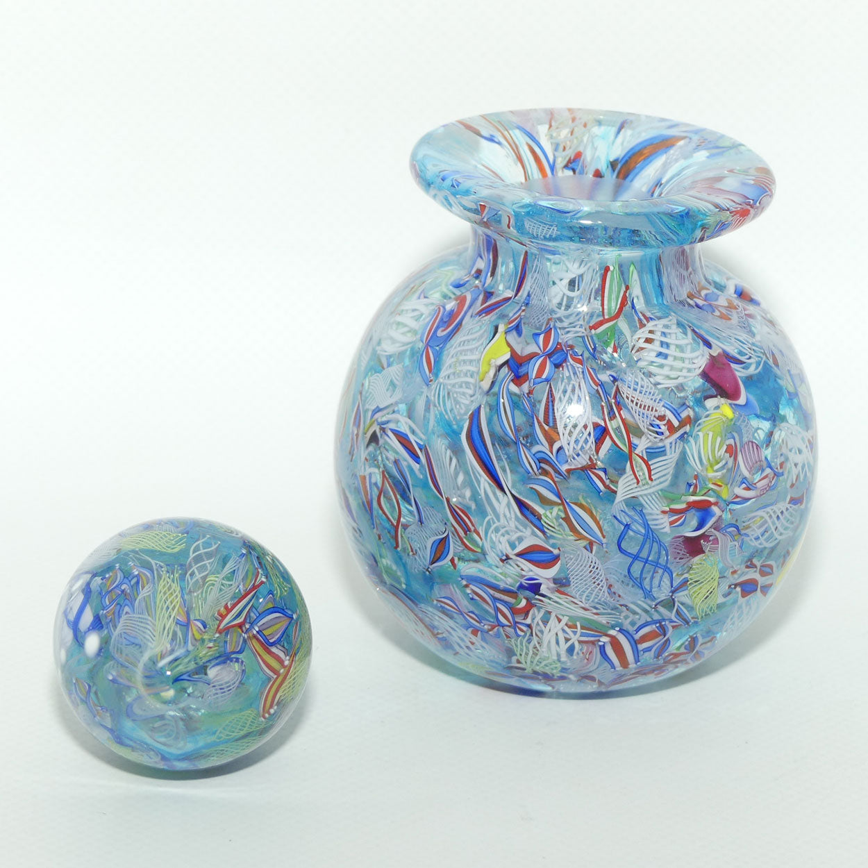 John Deacons Scotland Perfume Bottle Latticino End of Day | Pale Blue