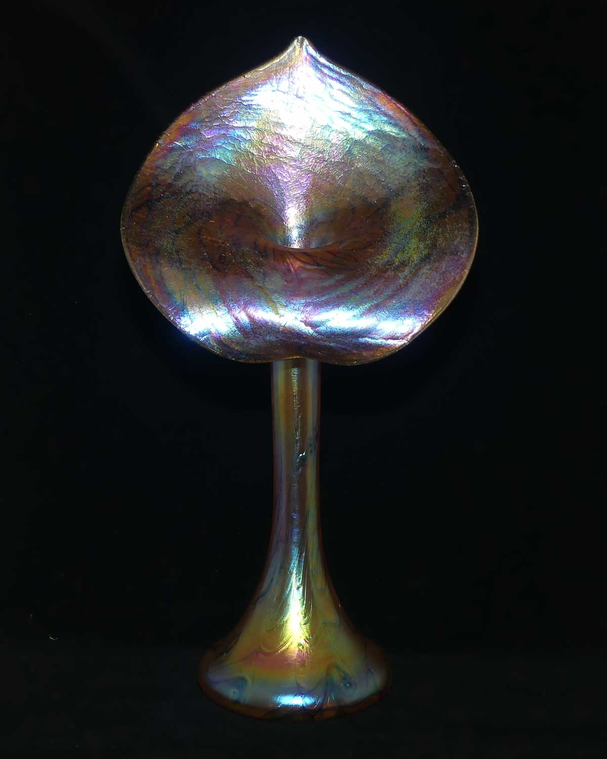 Art Nouveau Favrene glass Jack in the Pulpit vase with Mulberry tones