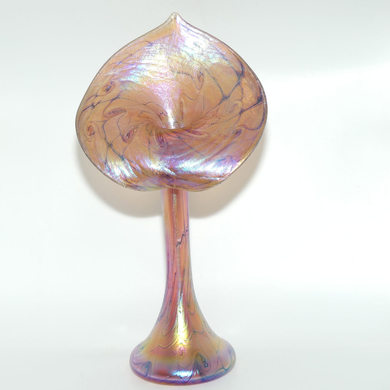 Art Nouveau Favrene glass Jack in the Pulpit vase with Mulberry tones