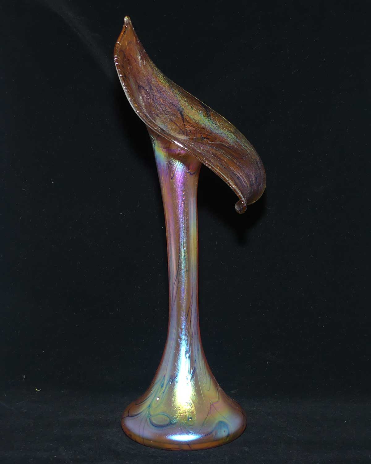 Art Nouveau Favrene glass Jack in the Pulpit vase with Mulberry tones