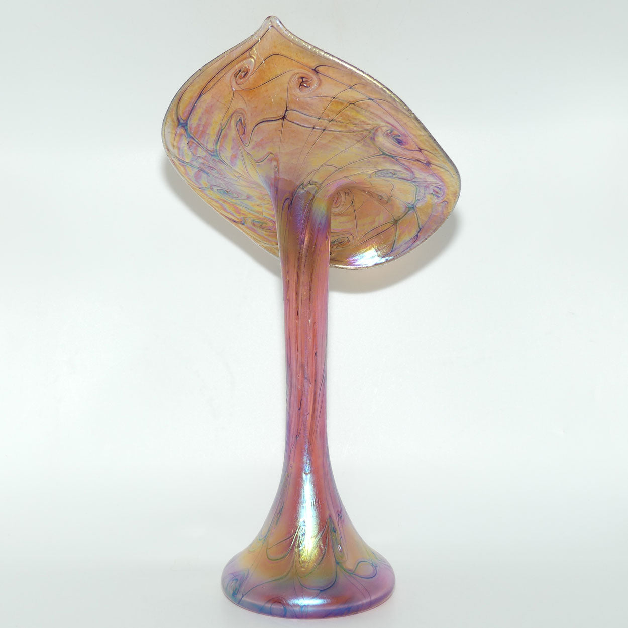 Art Nouveau Favrene glass Jack in the Pulpit vase with Mulberry tones