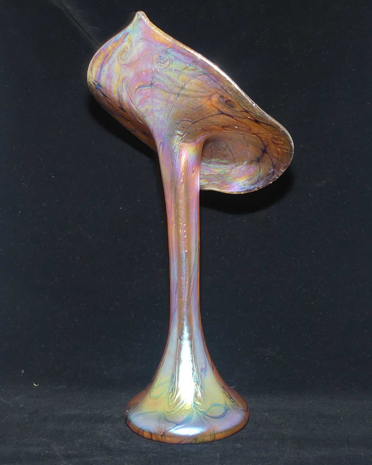 Art Nouveau Favrene glass Jack in the Pulpit vase with Mulberry tones