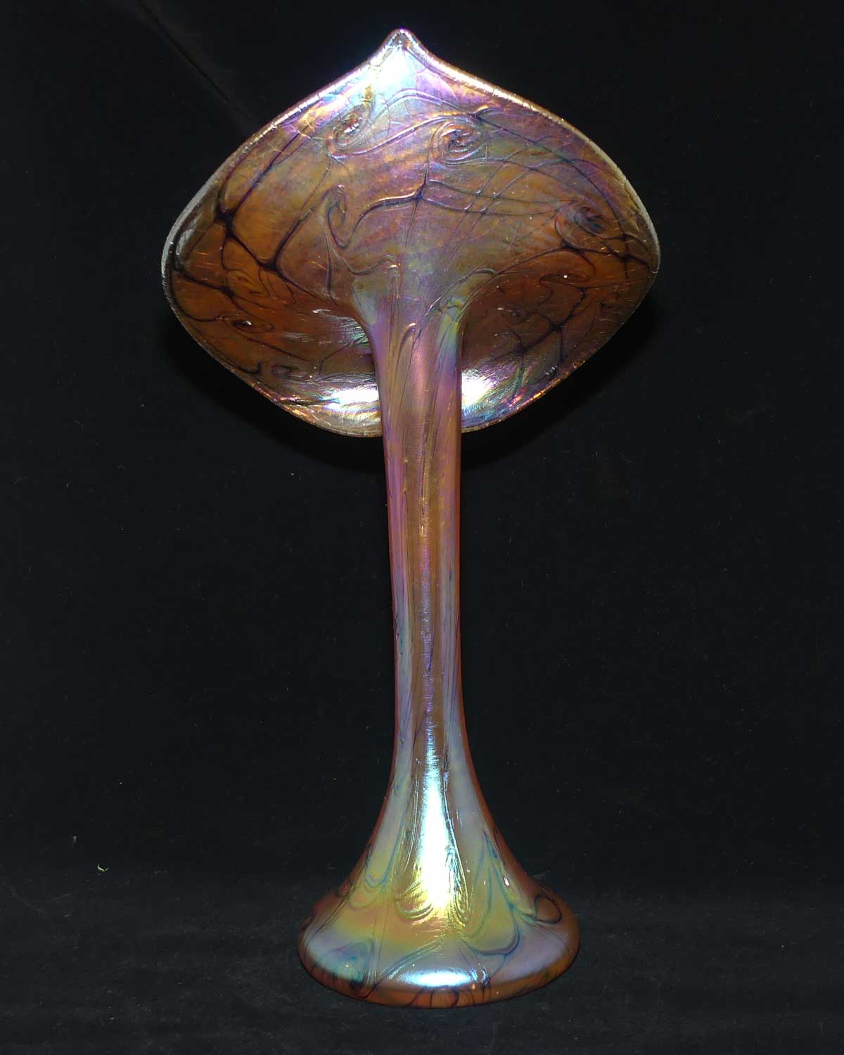 Art Nouveau Favrene glass Jack in the Pulpit vase with Mulberry tones