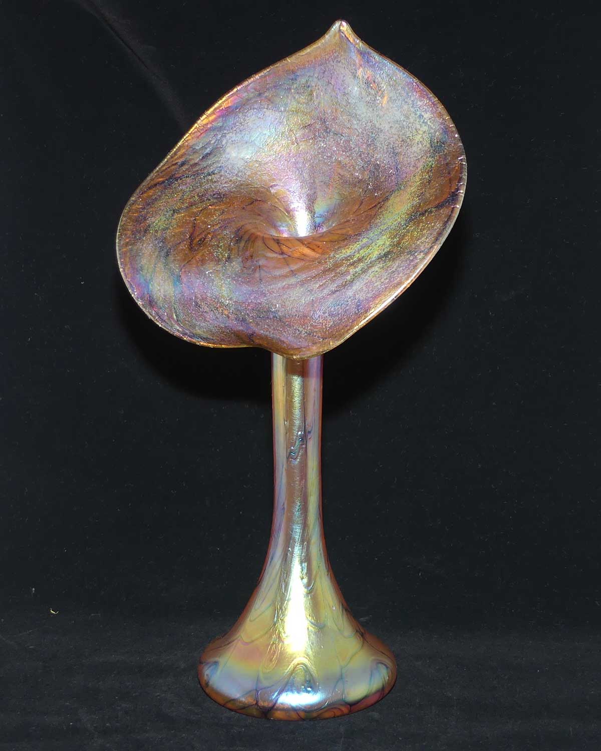 Art Nouveau Favrene glass Jack in the Pulpit vase with Mulberry tones