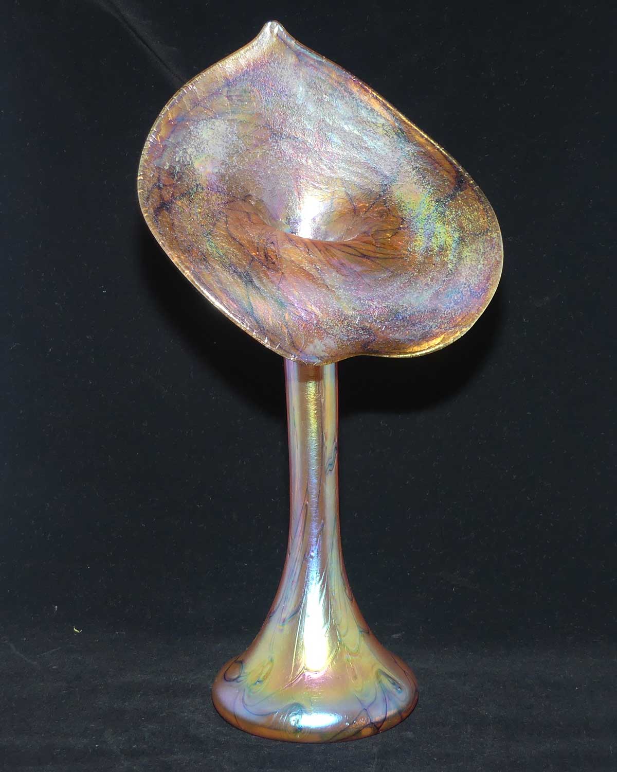 Art Nouveau Favrene glass Jack in the Pulpit vase with Mulberry tones