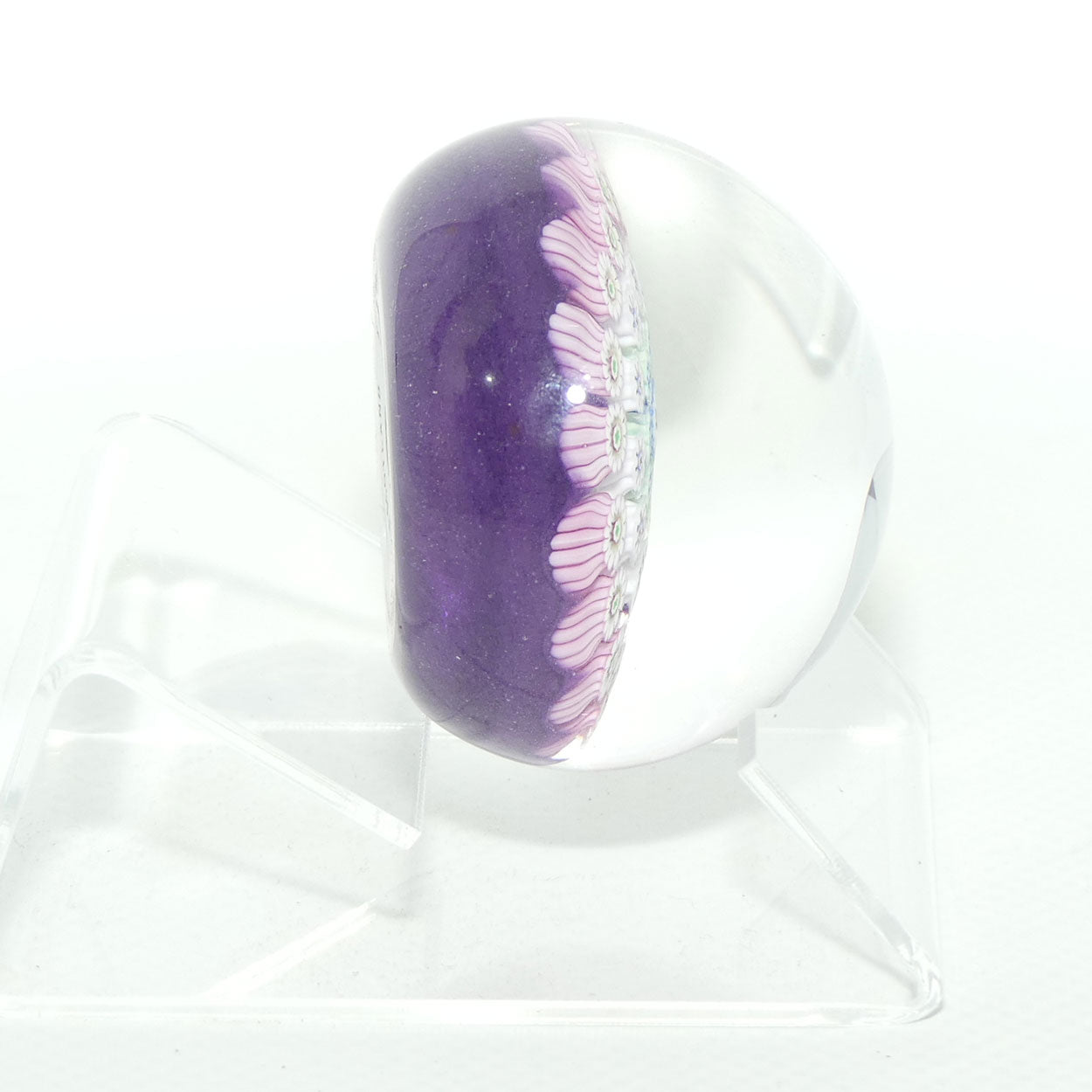 John Deacons Scotland Millefiori Silhouette Cane miniature paperweight | Lavender