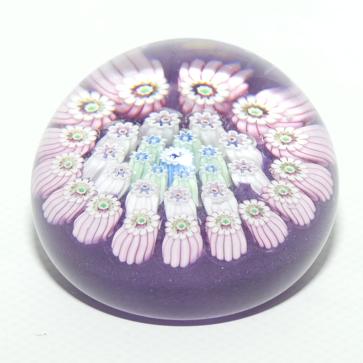 John Deacons Scotland Millefiori Silhouette Cane miniature paperweight | Lavender