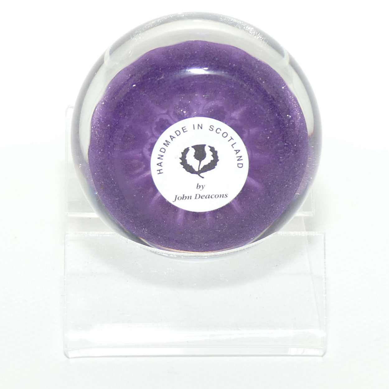 John Deacons Scotland Millefiori Silhouette Cane miniature paperweight | Lavender