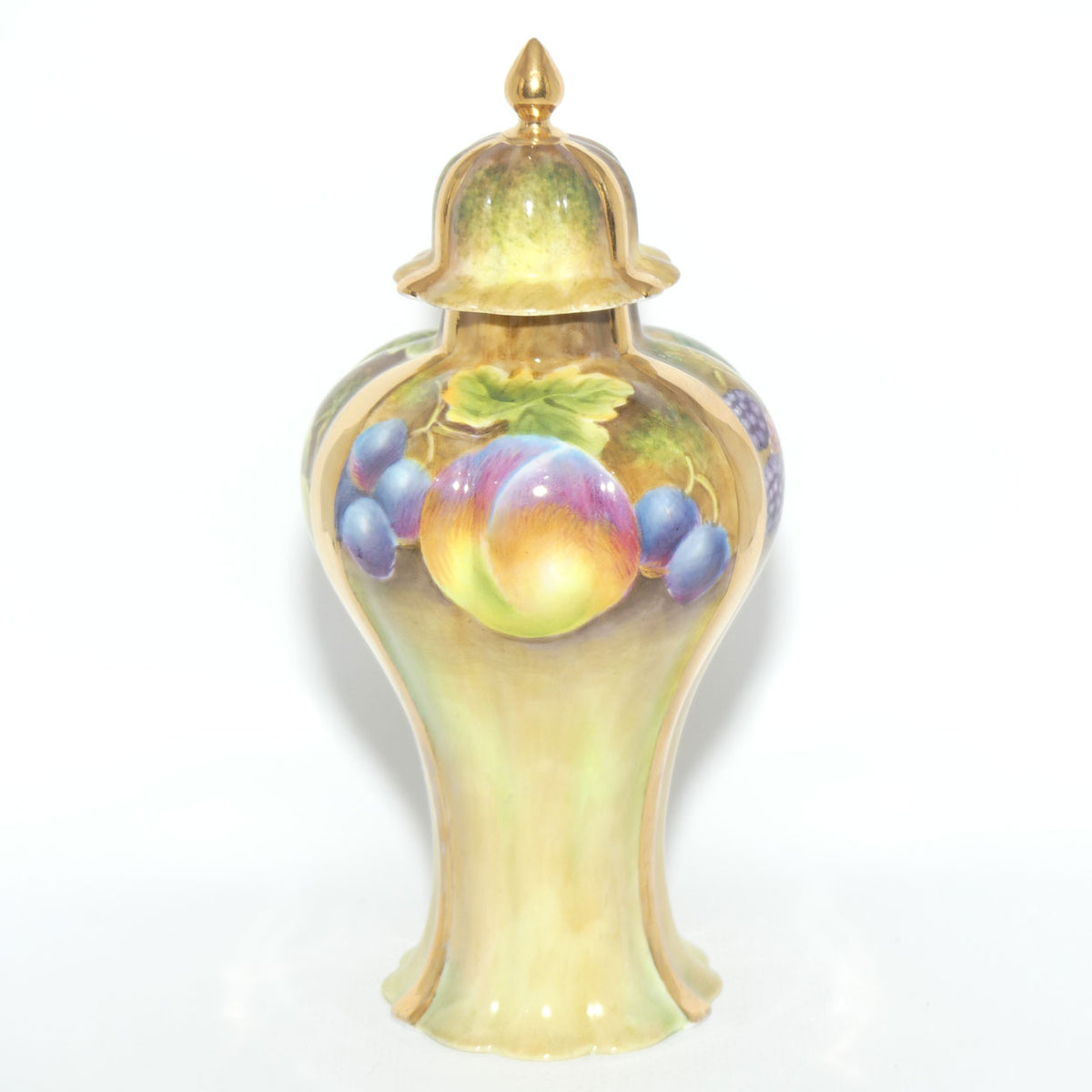 Hand Painted Lidded Fruit Urn signed Leaman