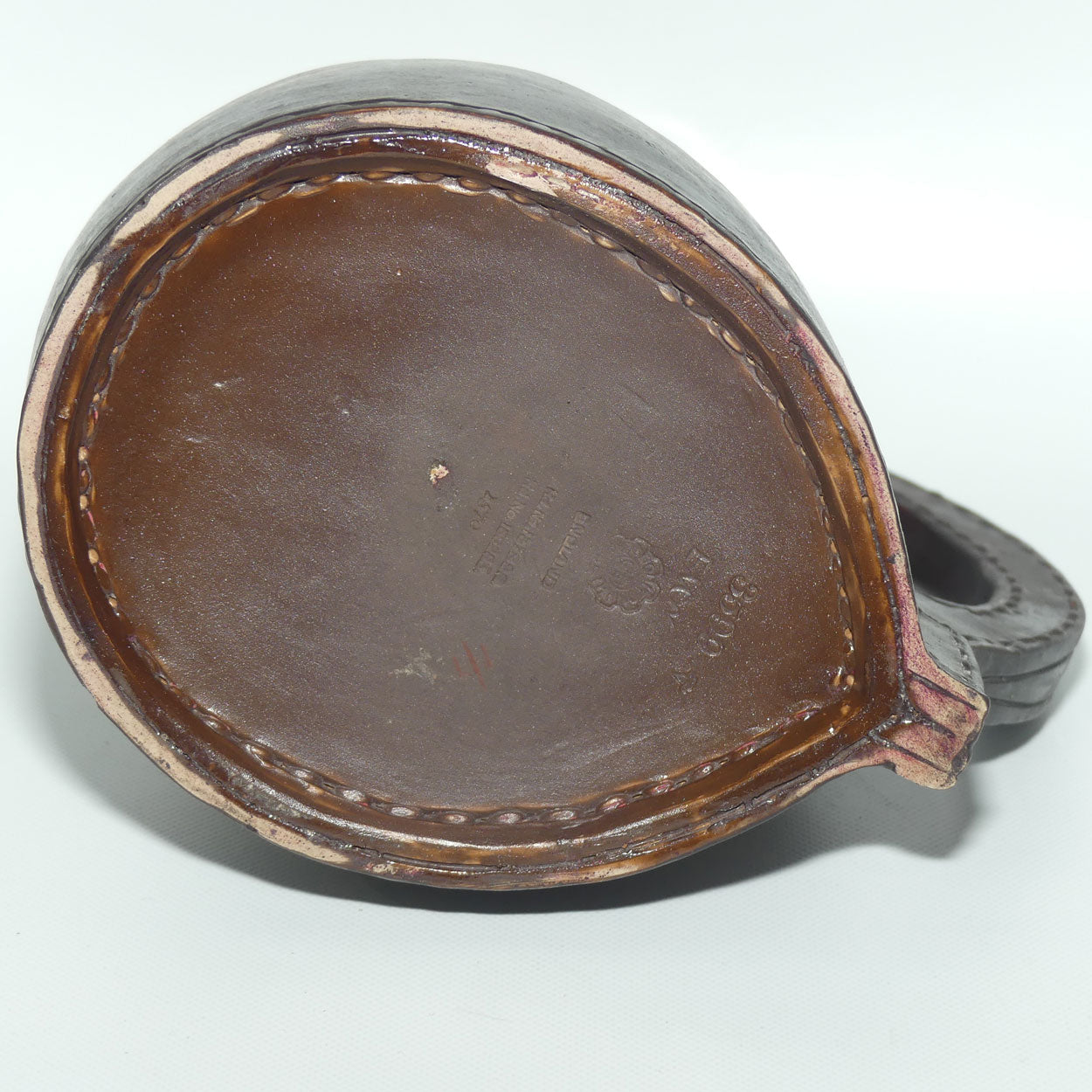 Doulton Lambeth England Leatherware jug with Sterling Silver rim