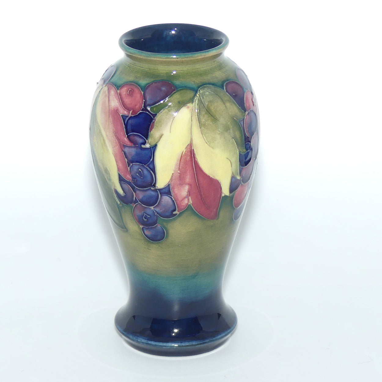 William Moorcroft Leaves and Fruit (Green) slender vase