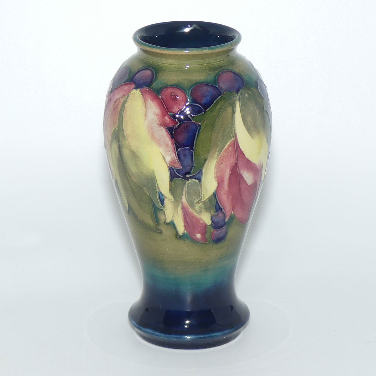 William Moorcroft Leaves and Fruit (Green) slender vase
