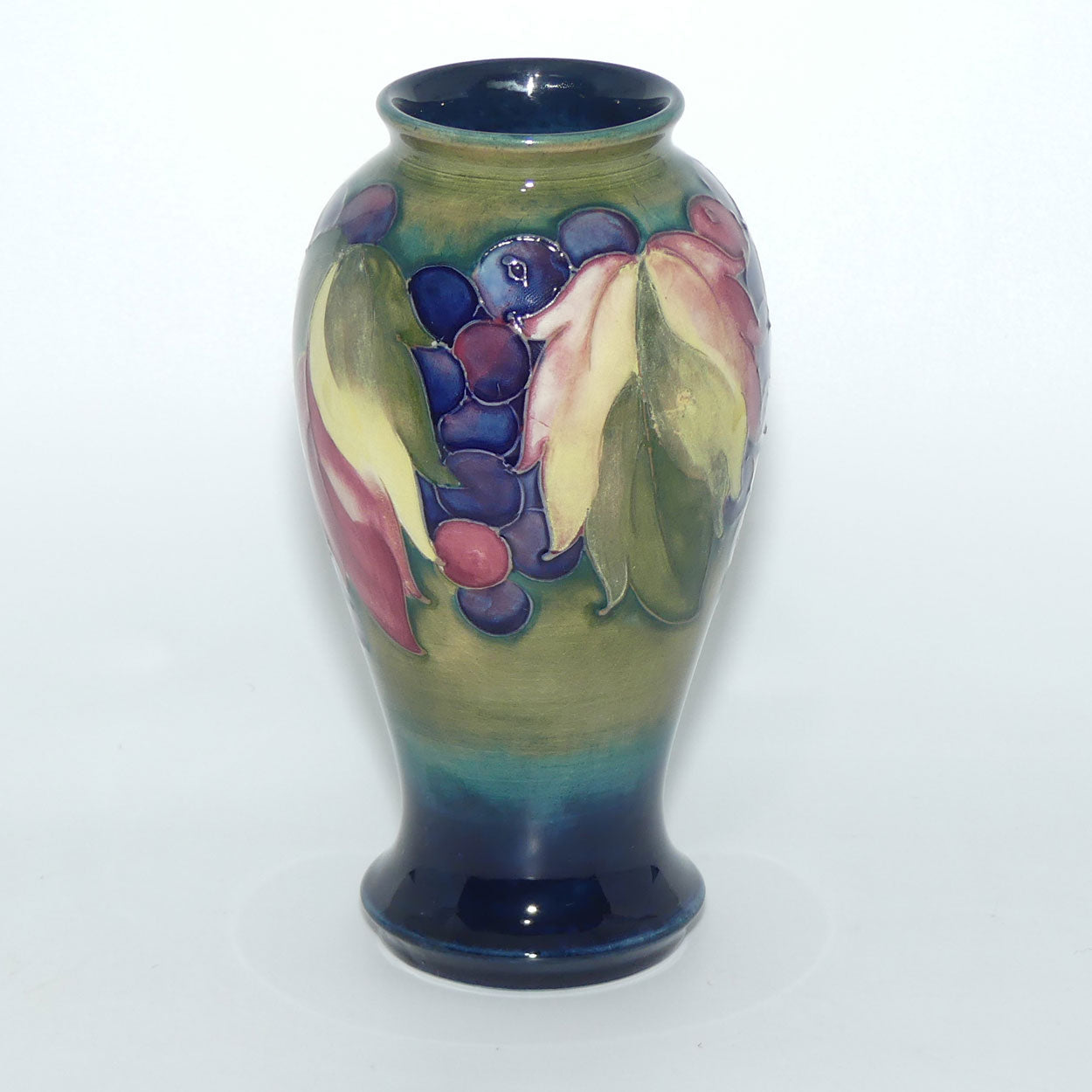 William Moorcroft Leaves and Fruit (Green) slender vase