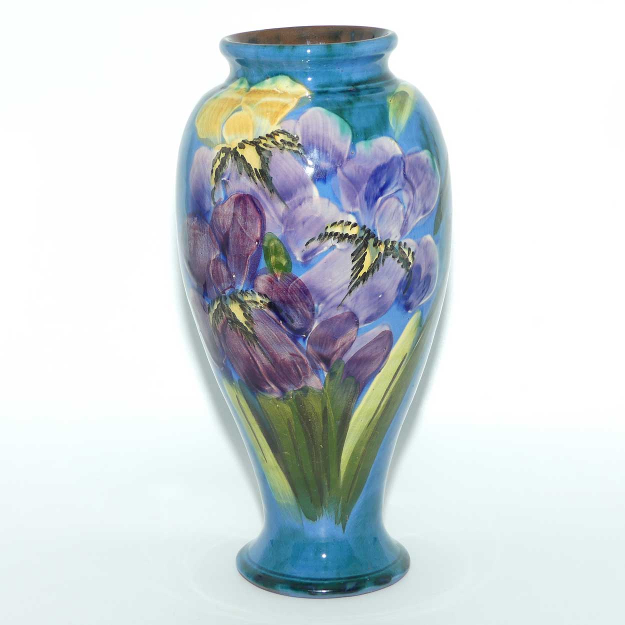 Lemon and Crute Torquay Faience Iris decor pair of mantle vases