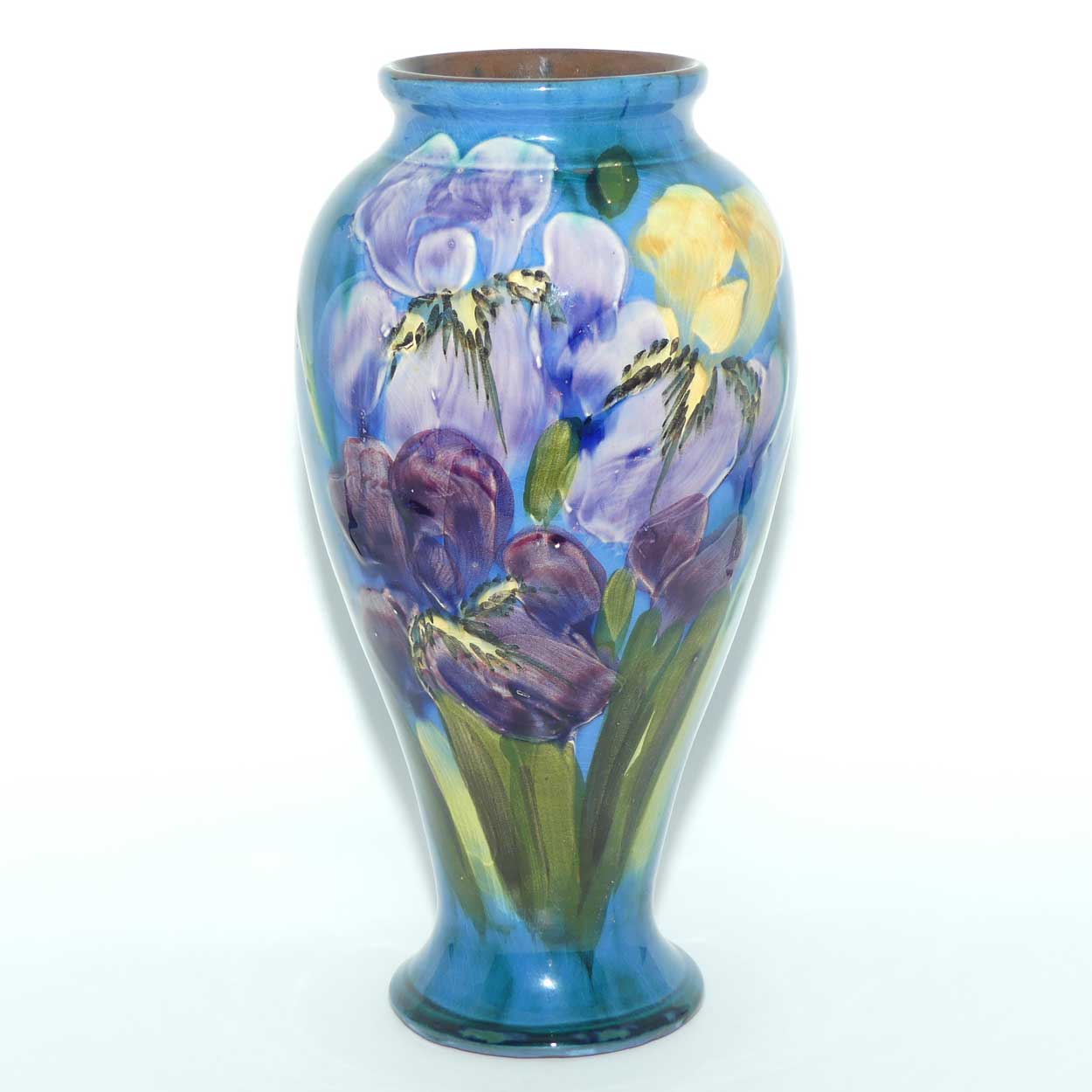 Lemon and Crute Torquay Faience Iris decor pair of mantle vases