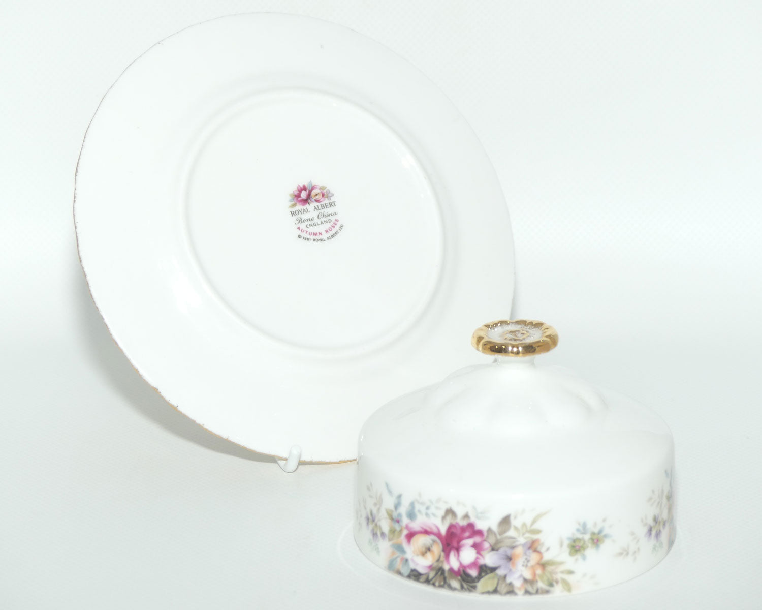 Royal Albert Bone China England Autumn Roses lidded butter cover | UK made
