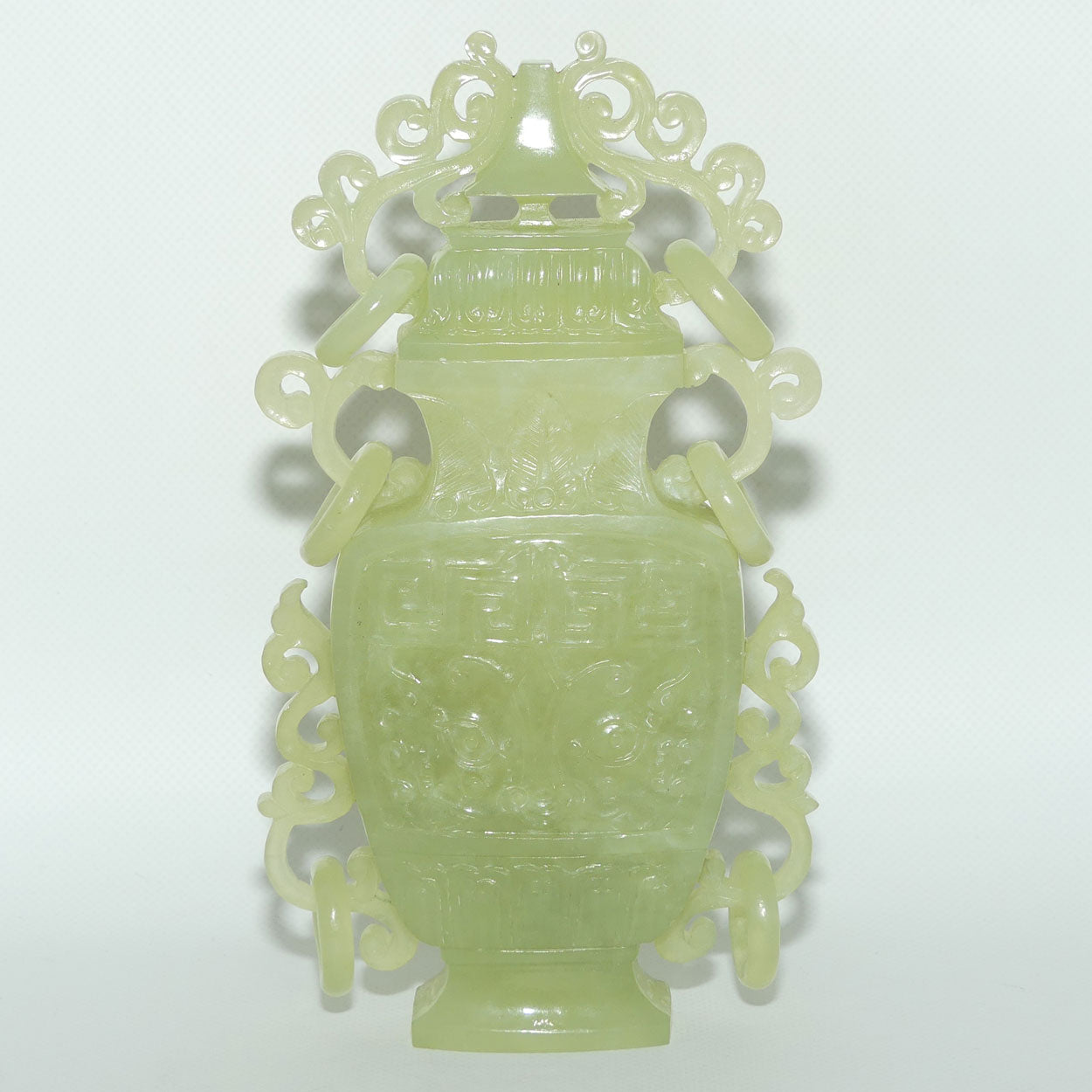Mid 20th Century Chinese Green Jade lidded urn | Beautifully Carved