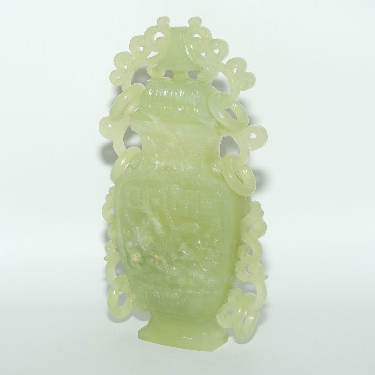 Mid 20th Century Chinese Green Jade lidded urn | Beautifully Carved
