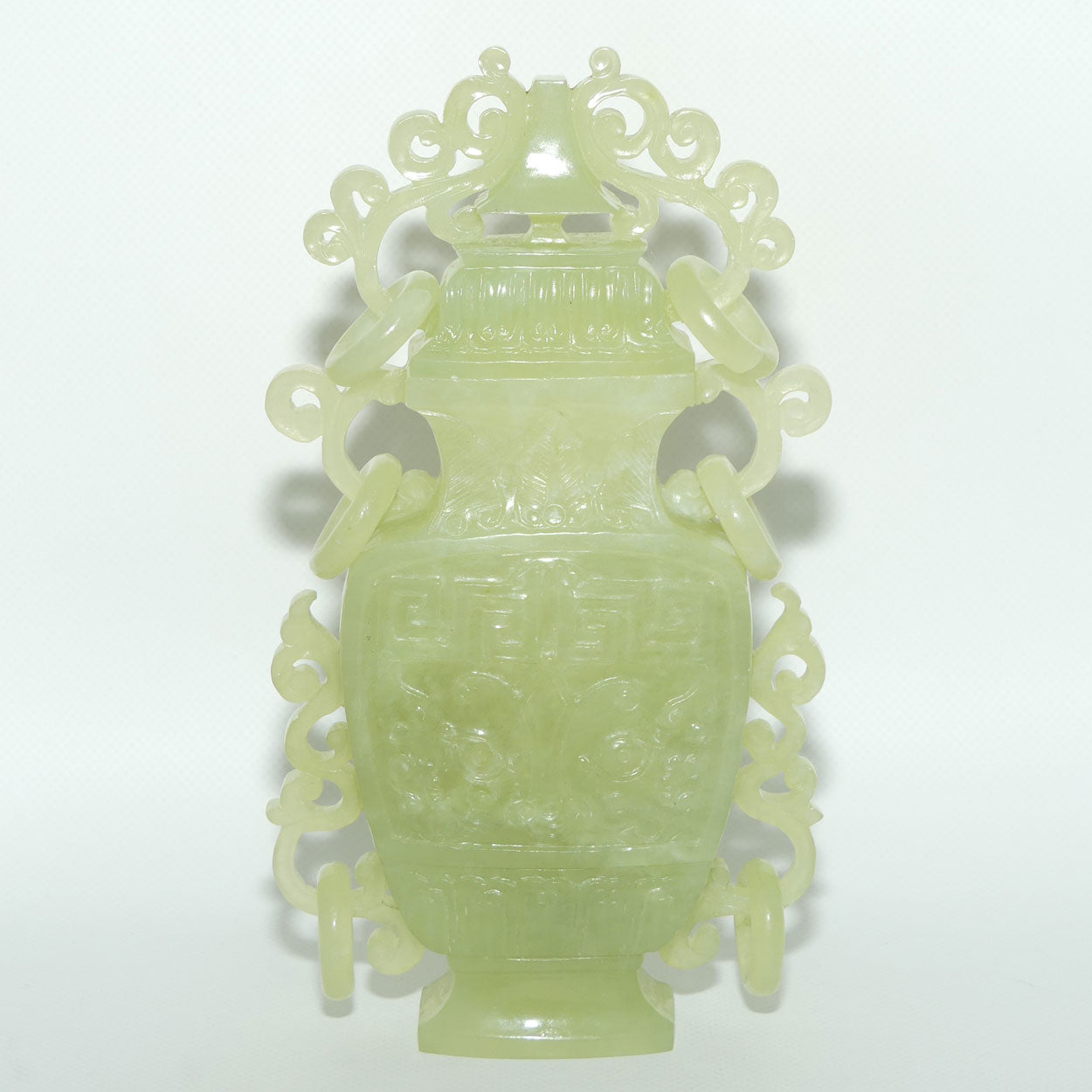 Mid 20th Century Chinese Green Jade lidded urn | Beautifully Carved