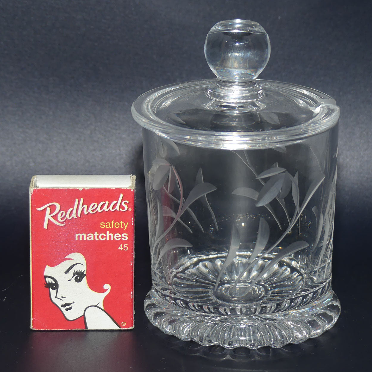 Small Cut Crystal lidded honey pot