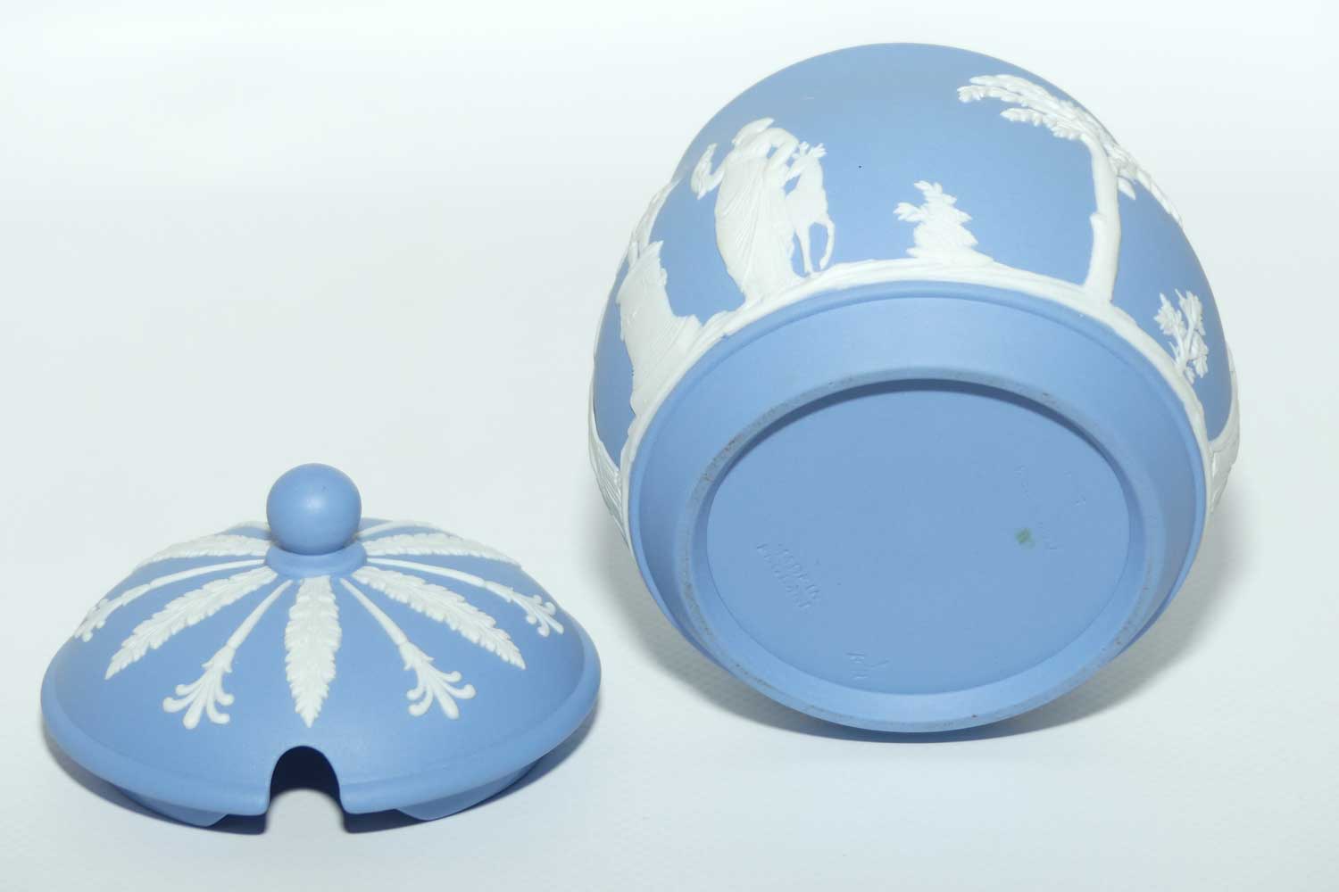 Wedgwood Jasper | White on Pale Blue lidded jam or honey pot