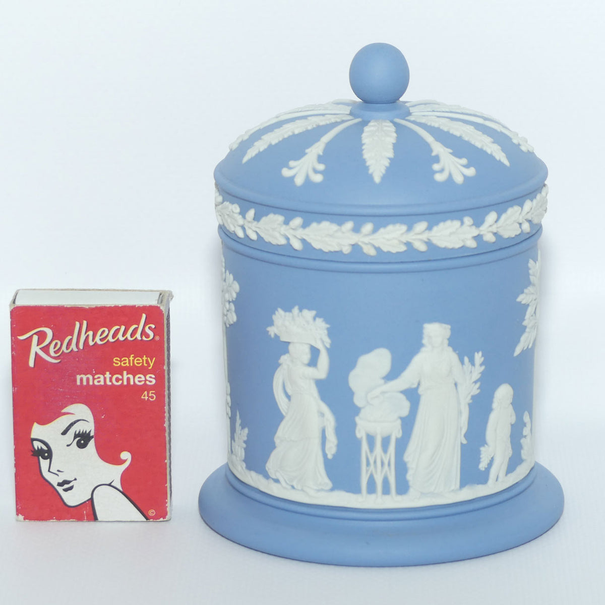 Wedgwood Jasper | White on Pale Blue lidded pot