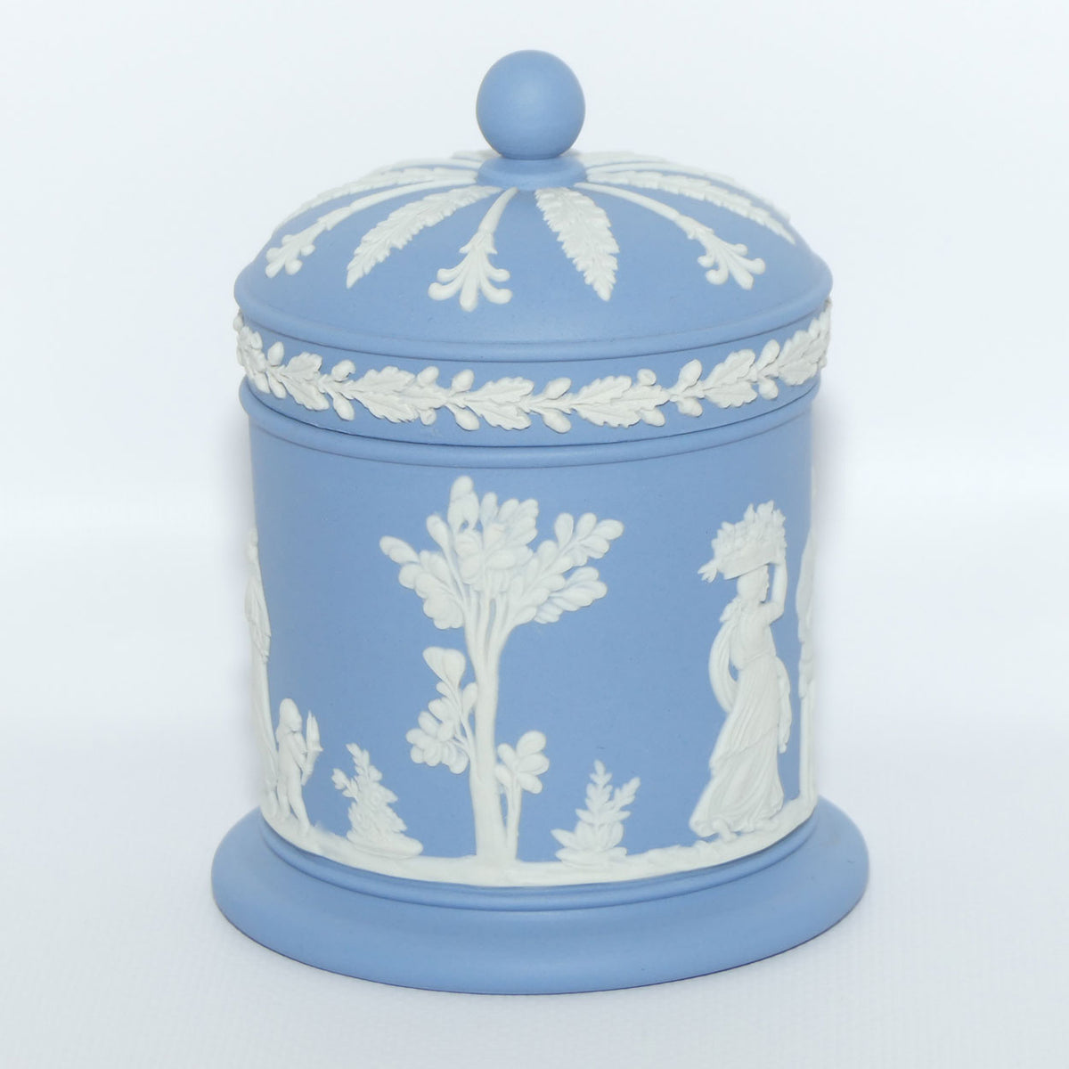 Wedgwood Jasper | White on Pale Blue lidded pot
