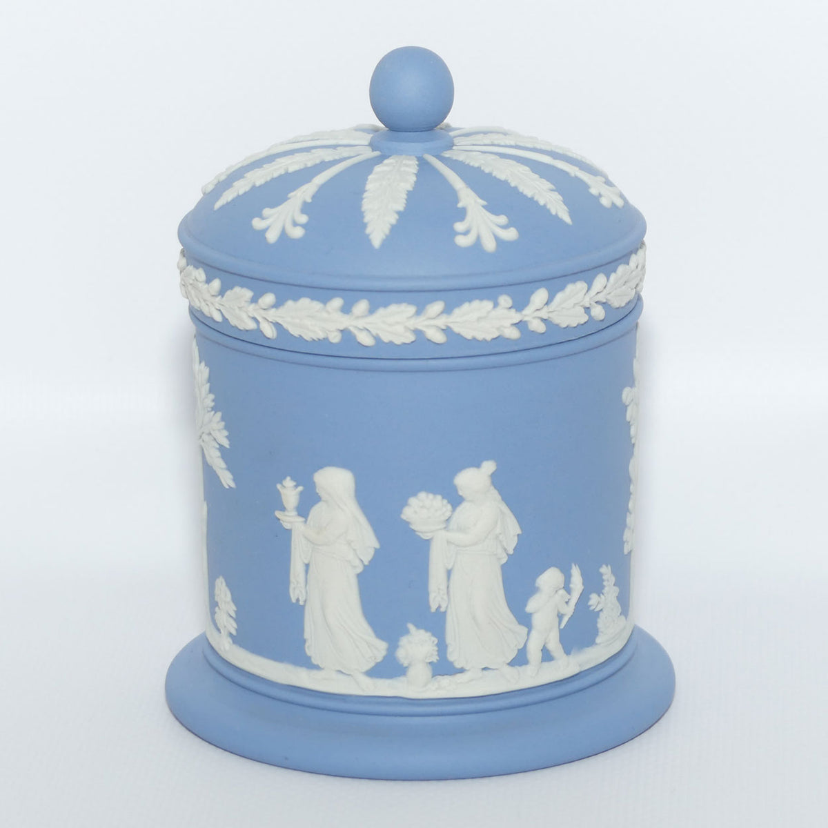 Wedgwood Jasper | White on Pale Blue lidded pot