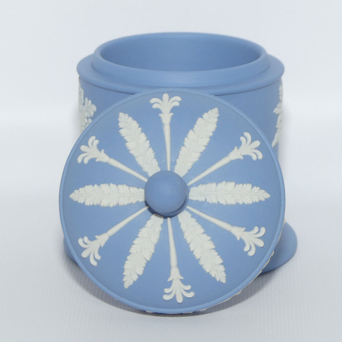 Wedgwood Jasper | White on Pale Blue lidded pot