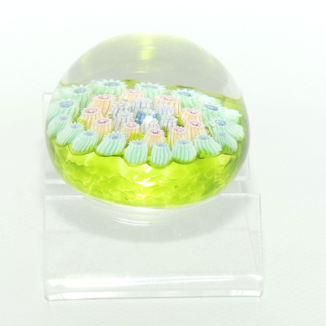 John Deacons Scotland Millefiori Concentric miniature paperweight | Lime