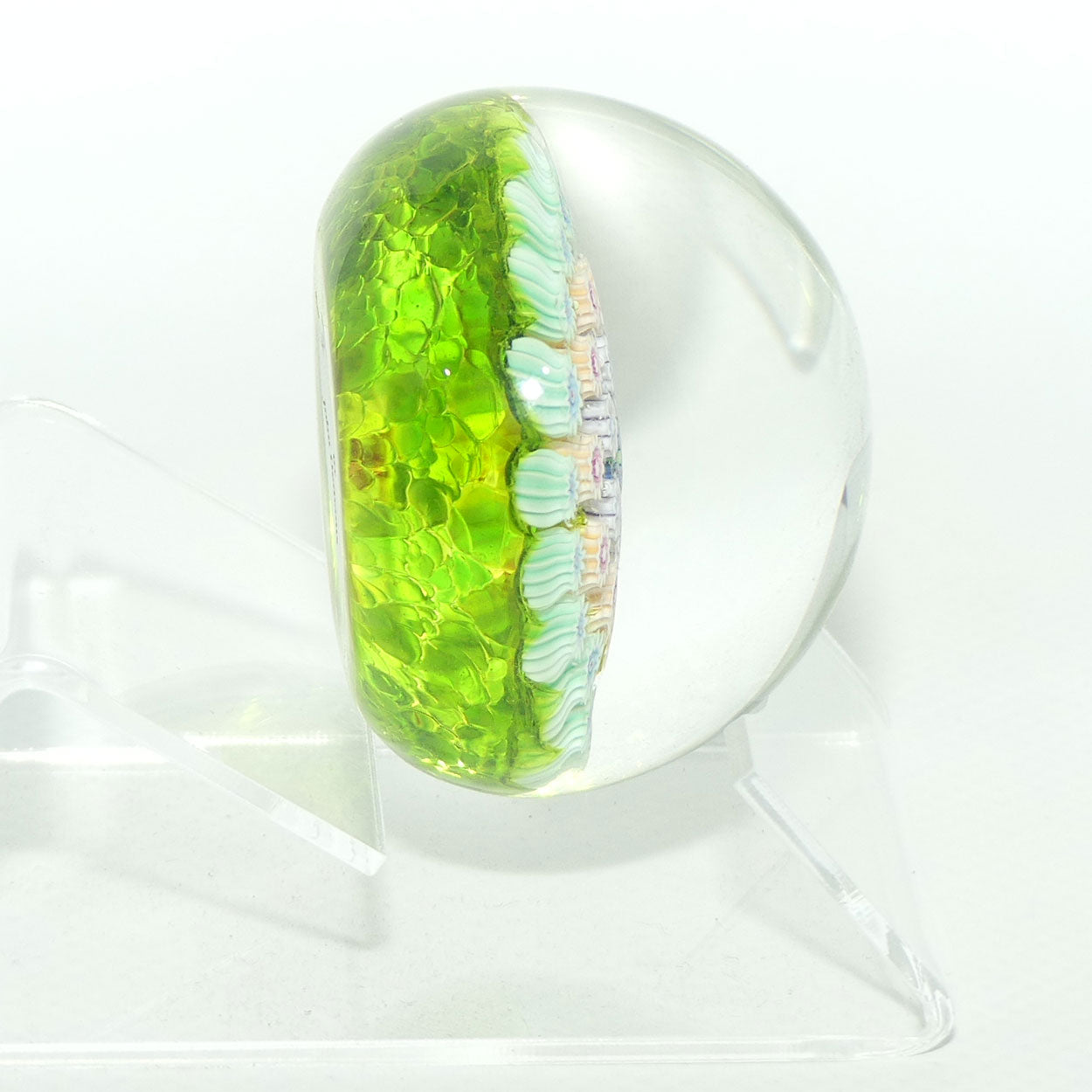 John Deacons Scotland Millefiori Concentric miniature paperweight | Lime