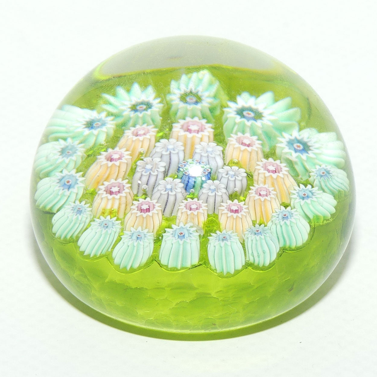 John Deacons Scotland Millefiori Concentric miniature paperweight | Lime