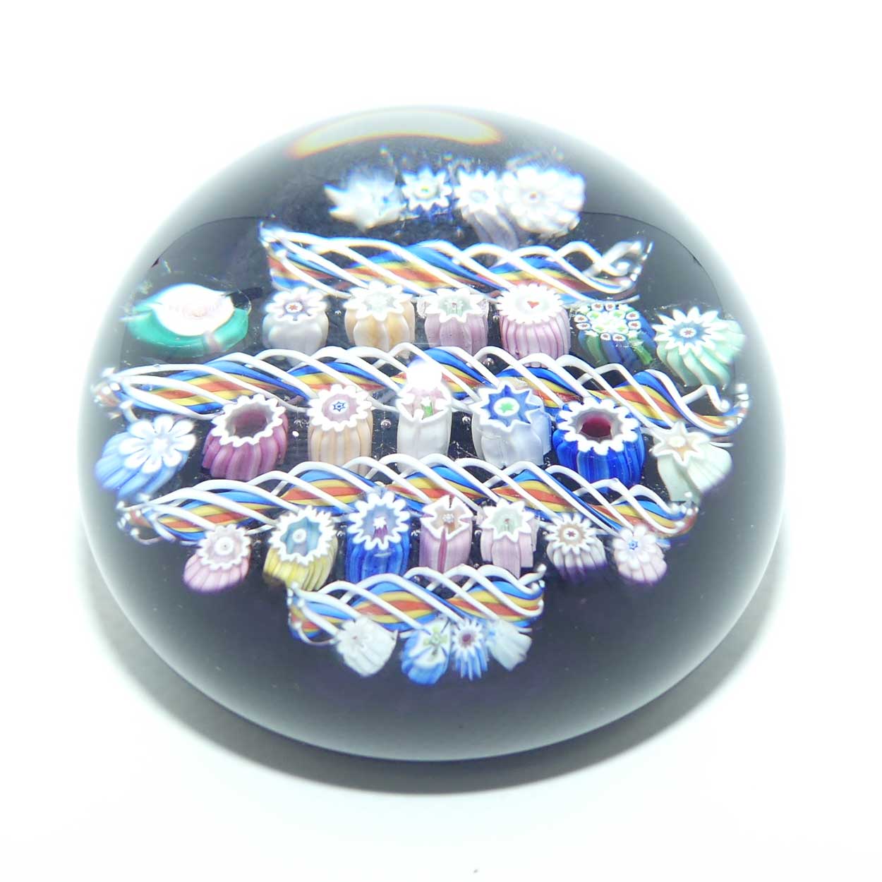 John Deacons Scotland Millefiori Simple Linear Large paperweight | Amethyst