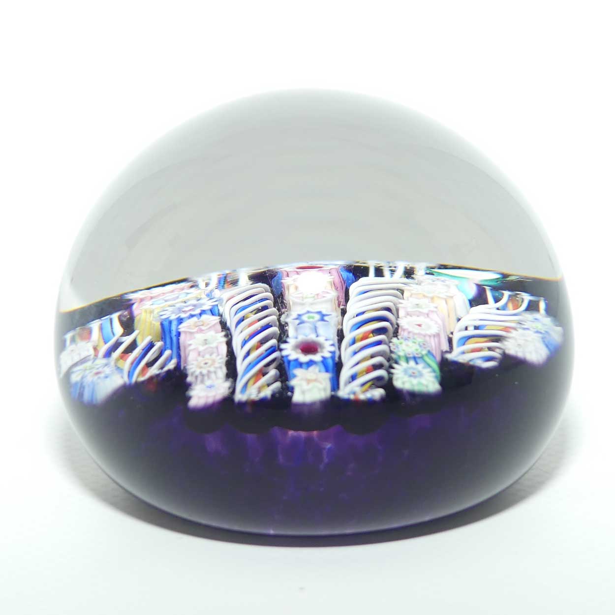 John Deacons Scotland Millefiori Simple Linear Large paperweight | Amethyst