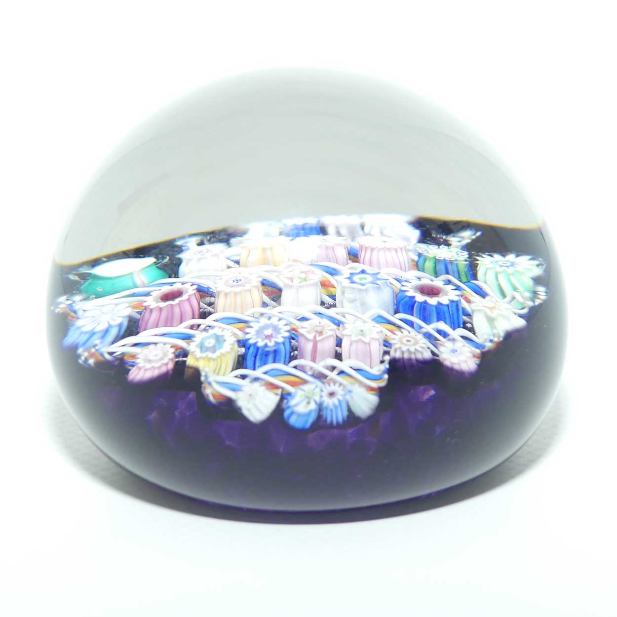John Deacons Scotland Millefiori Simple Linear Large paperweight | Amethyst