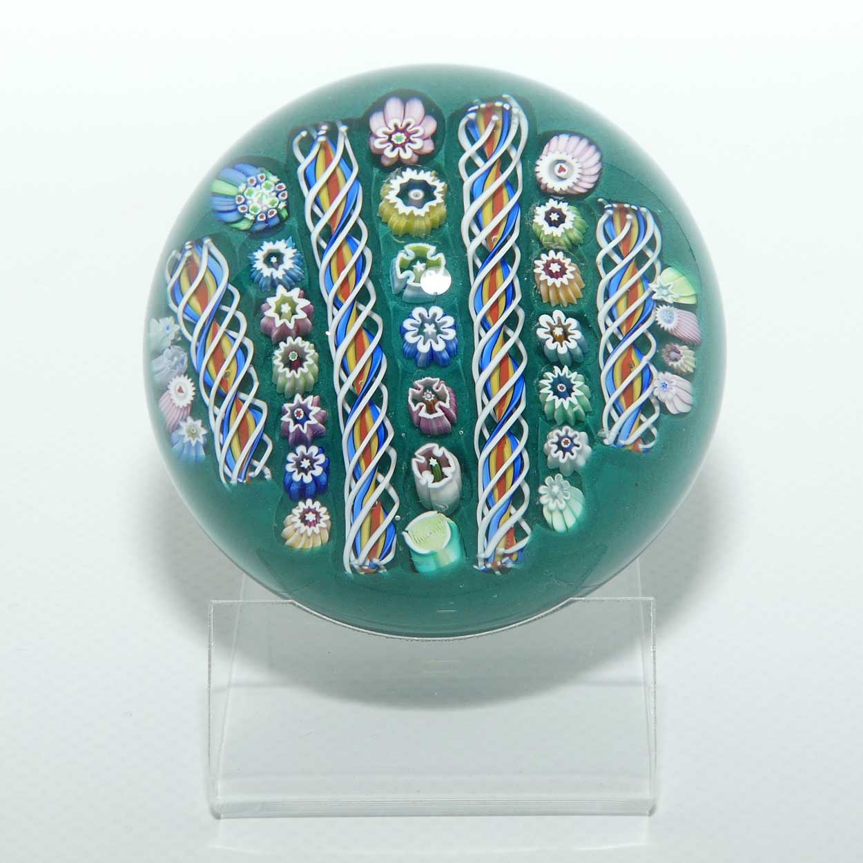 John Deacons Scotland Millefiori Simple Linear Large paperweight | Teal