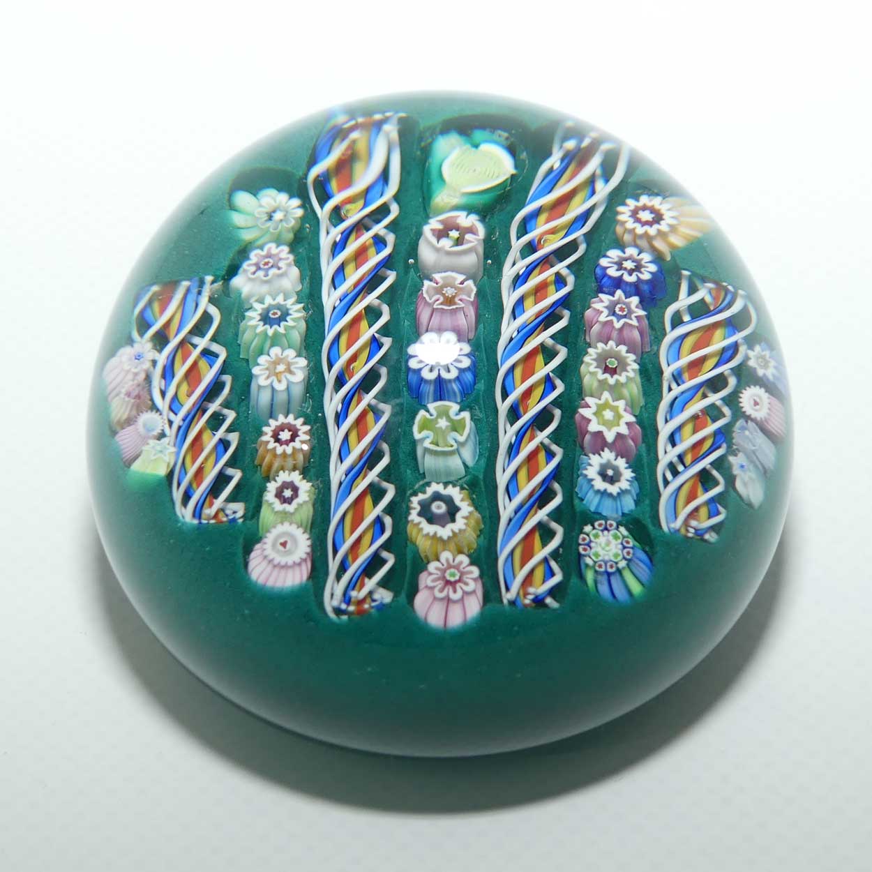 John Deacons Scotland Millefiori Simple Linear Large paperweight | Teal
