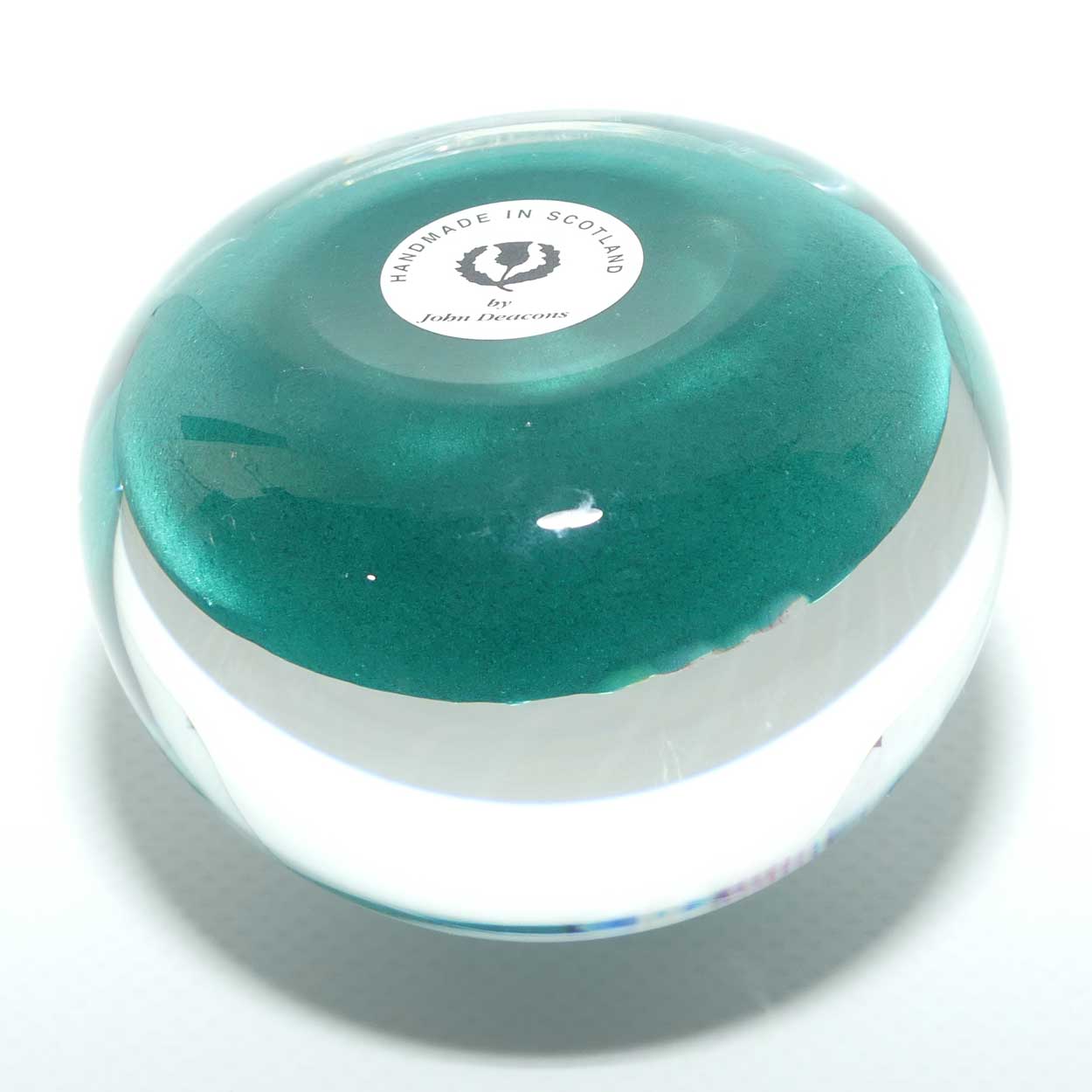 John Deacons Scotland Millefiori Simple Linear Large paperweight | Teal