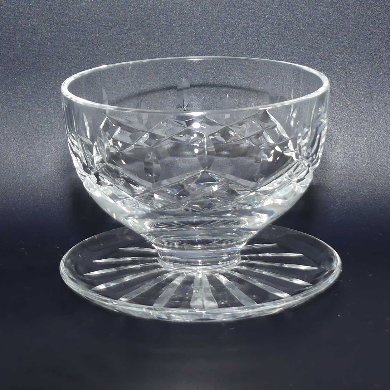 Waterford Crystal Ireland Lismore pattern footed pair of Sundae compotes