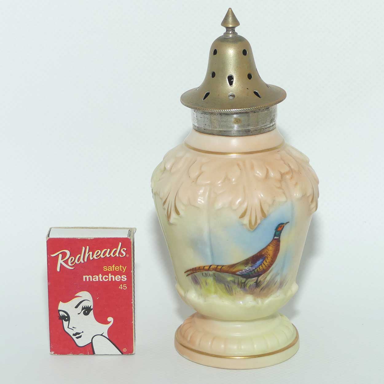 Locke & Co Worcester England Pheasant pattern sugar castor