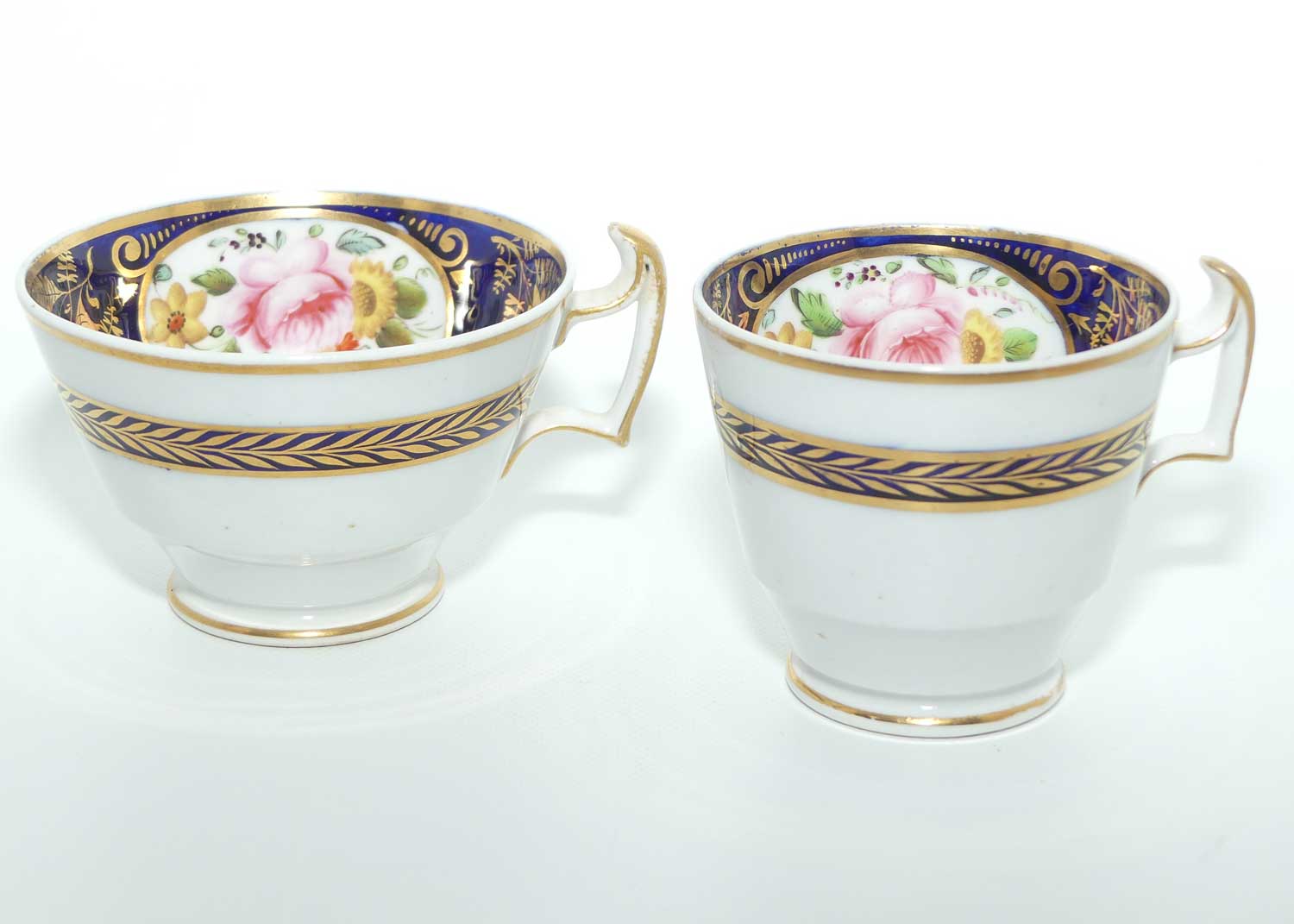 George III c.1825 London shape trio comprising Tea Cup, Coffee Cup and saucer bowl