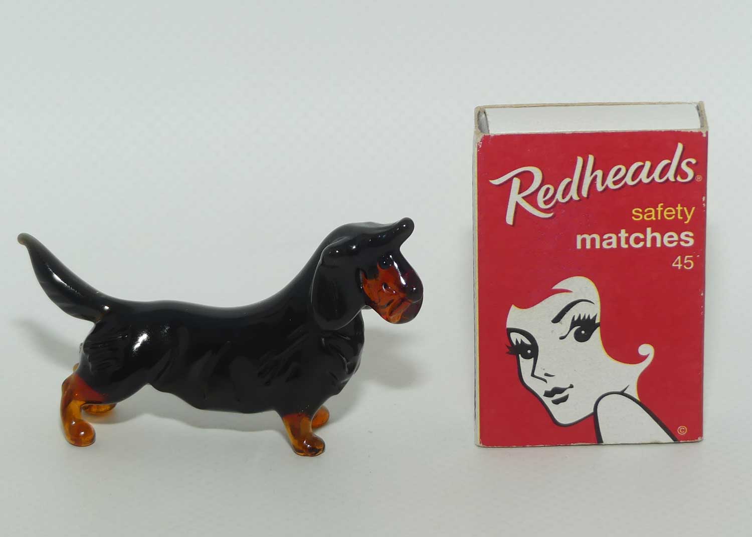 Fine quality Russian Lampwork Glass Long Hair Dachshund with Fringe